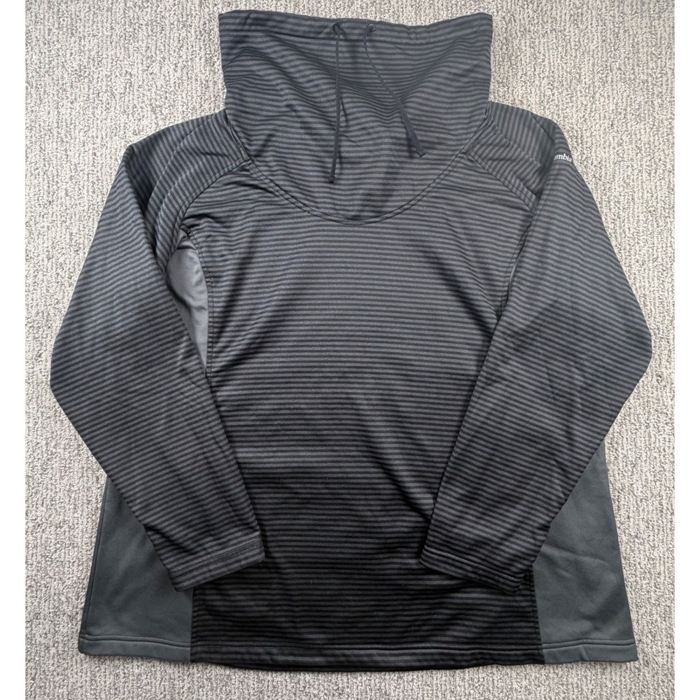 Columbia Pullover Men 3X Black Striped Cowl Neck Fleece XW0057
